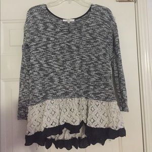 Black. Lace Edged Sweater 5/$18 Sale